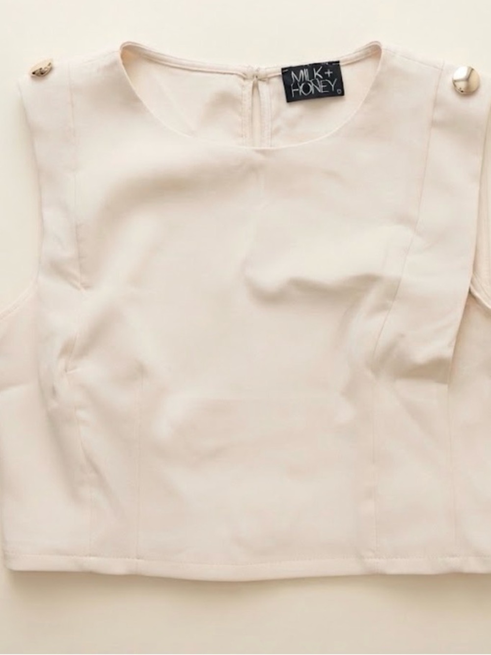Milk & Honey Cream Cap-Sleeve Crop Top